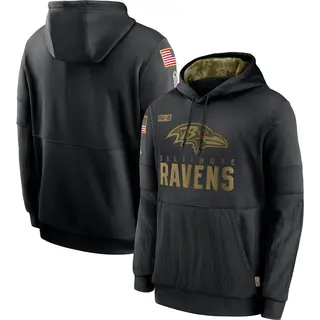 Baltimore Ravens Men's 2020 Salute to Service Sideline Performance Pullover Hoodie - Black