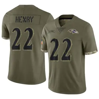 Baltimore Ravens Men's Derrick Henry Limited 2022 Salute To Service Jersey - Olive