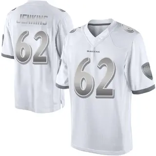 Baltimore Ravens Men's John Jenkins Limited Platinum Jersey - White