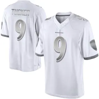 Baltimore Ravens Men's Justin Tucker Limited Platinum Jersey - White