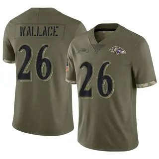 Baltimore Ravens Men's K'Von Wallace Limited 2022 Salute To Service Jersey - Olive