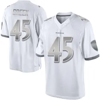 Baltimore Ravens Men's Mike Green Limited Platinum Jersey - White