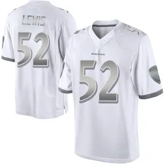 Baltimore Ravens Men's Ray Lewis Limited Platinum Jersey - White