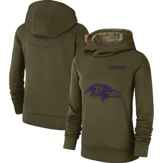 Baltimore Ravens Women's 2018 Salute to Service Team Logo Performance Pullover Hoodie - Olive