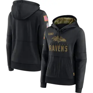 Baltimore Ravens Women's 2020 Salute to Service Performance Pullover Hoodie - Black