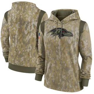 Baltimore Ravens Women's 2021 Salute to Service Therma Performance Pullover Hoodie - Olive