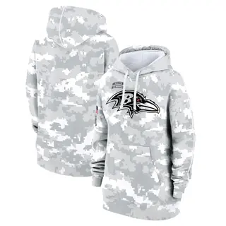 Baltimore Ravens Women's 2024 Salute To Service Club Fleece Pullover Hoodie - Arctic Camo