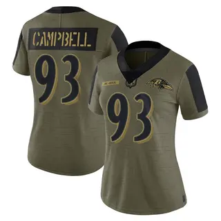 Baltimore Ravens Women's Calais Campbell Limited 2021 Salute To Service Jersey - Olive