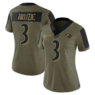 Baltimore Ravens Women's Chidobe Awuzie Limited 2021 Salute To Service Jersey - Olive