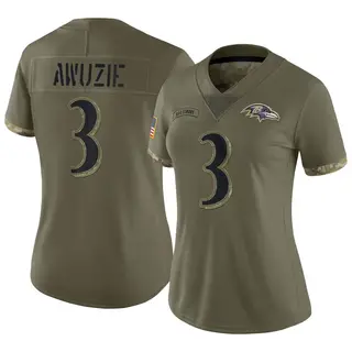 Baltimore Ravens Women's Chidobe Awuzie Limited 2022 Salute To Service Jersey - Olive