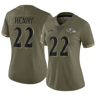 Baltimore Ravens Women's Derrick Henry Limited 2022 Salute To Service Jersey - Olive