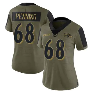 Baltimore Ravens Women's Jared Penning Limited 2021 Salute To Service Jersey - Olive