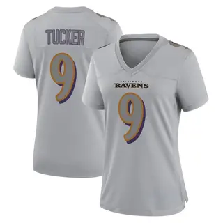 Baltimore Ravens Women's Justin Tucker Game Atmosphere Fashion Jersey - Gray