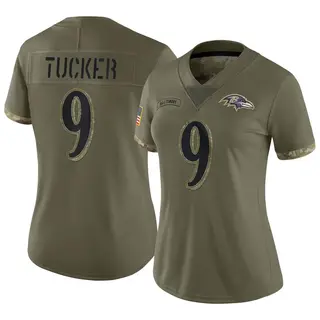 Baltimore Ravens Women's Justin Tucker Limited 2022 Salute To Service Jersey - Olive