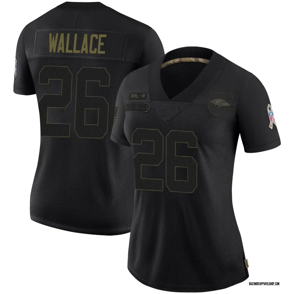 Baltimore Ravens Women's K'Von Wallace Limited 2020 Salute To Service Jersey - Black