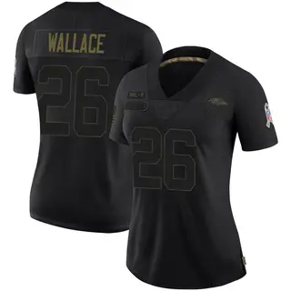 Baltimore Ravens Women's K'Von Wallace Limited 2020 Salute To Service Jersey - Black