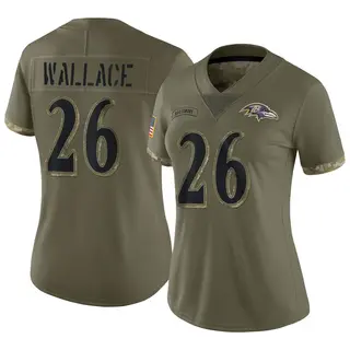 Baltimore Ravens Women's K'Von Wallace Limited 2022 Salute To Service Jersey - Olive