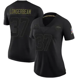 Baltimore Ravens Women's Robert Longerbeam Limited 2020 Salute To Service Jersey - Black
