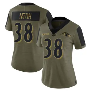 Baltimore Ravens Women's Sone Ntoh Limited 2021 Salute To Service Jersey - Olive