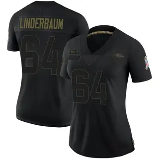 Baltimore Ravens Women's Tyler Linderbaum Limited 2020 Salute To Service Jersey - Black