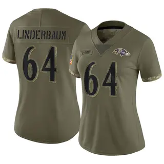 Baltimore Ravens Women's Tyler Linderbaum Limited 2022 Salute To Service Jersey - Olive
