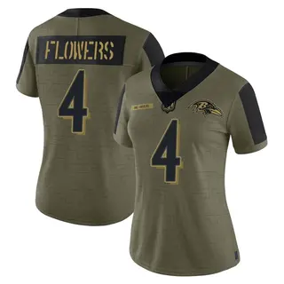 Baltimore Ravens Women's Zay Flowers Limited 2021 Salute To Service Jersey - Olive