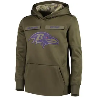 Baltimore Ravens Youth 2018 Salute to Service Pullover Performance Hoodie - Green