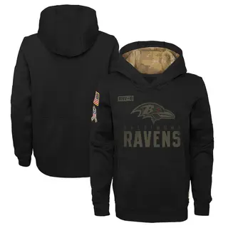Baltimore Ravens Youth 2020 Salute to Service Pullover Performance Hoodie - Black