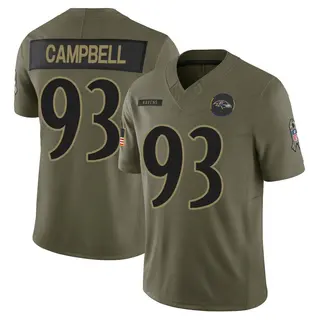 Baltimore Ravens Youth Calais Campbell Limited 2025 Salute to Service Jersey - Olive