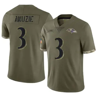 Baltimore Ravens Youth Chidobe Awuzie Limited 2022 Salute To Service Jersey - Olive