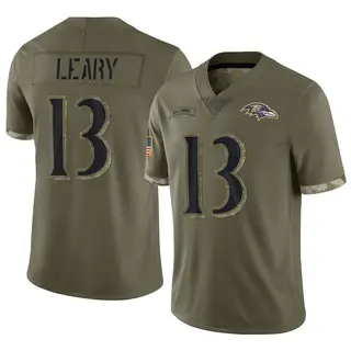 Baltimore Ravens Youth Devin Leary Limited 2022 Salute To Service Jersey - Olive