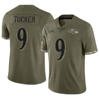 Baltimore Ravens Youth Justin Tucker Limited 2022 Salute To Service Jersey - Olive