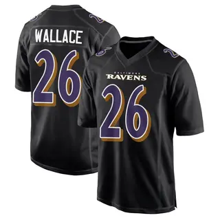 Baltimore Ravens Youth K'Von Wallace Game Carbon Fashion Jersey - Black