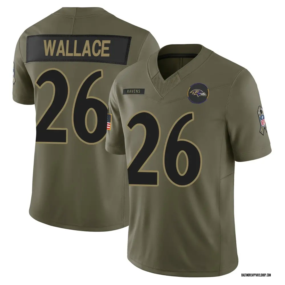 Baltimore Ravens Youth K'Von Wallace Limited 2025 Salute to Service Jersey - Olive