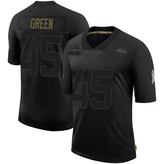 Baltimore Ravens Youth Mike Green Limited 2020 Salute To Service Jersey - Black