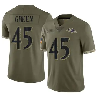 Baltimore Ravens Youth Mike Green Limited 2022 Salute To Service Jersey - Olive