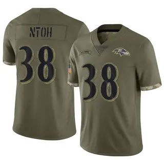 Baltimore Ravens Youth Sone Ntoh Limited 2022 Salute To Service Jersey - Olive