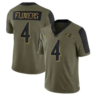 Baltimore Ravens Youth Zay Flowers Limited 2021 Salute To Service Jersey - Olive
